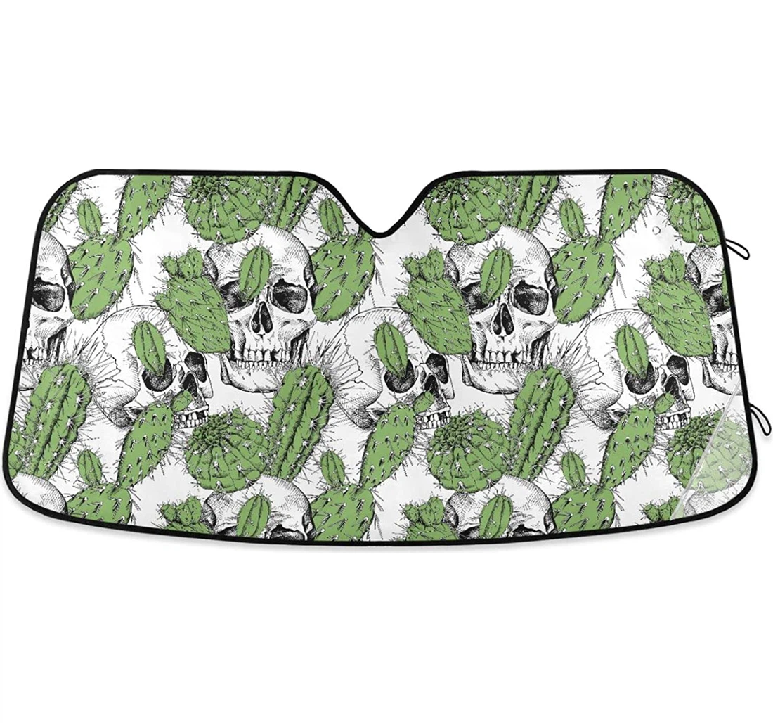 Skull With Cactus Pattern Car Sun Shade