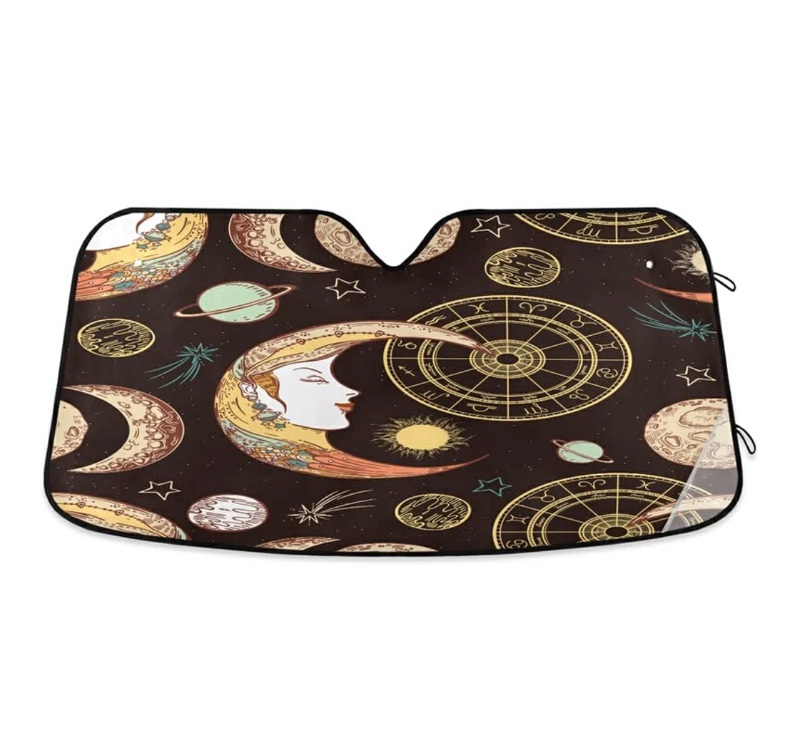 Moon Ethnic Tribal Unique Car Sun Shade
