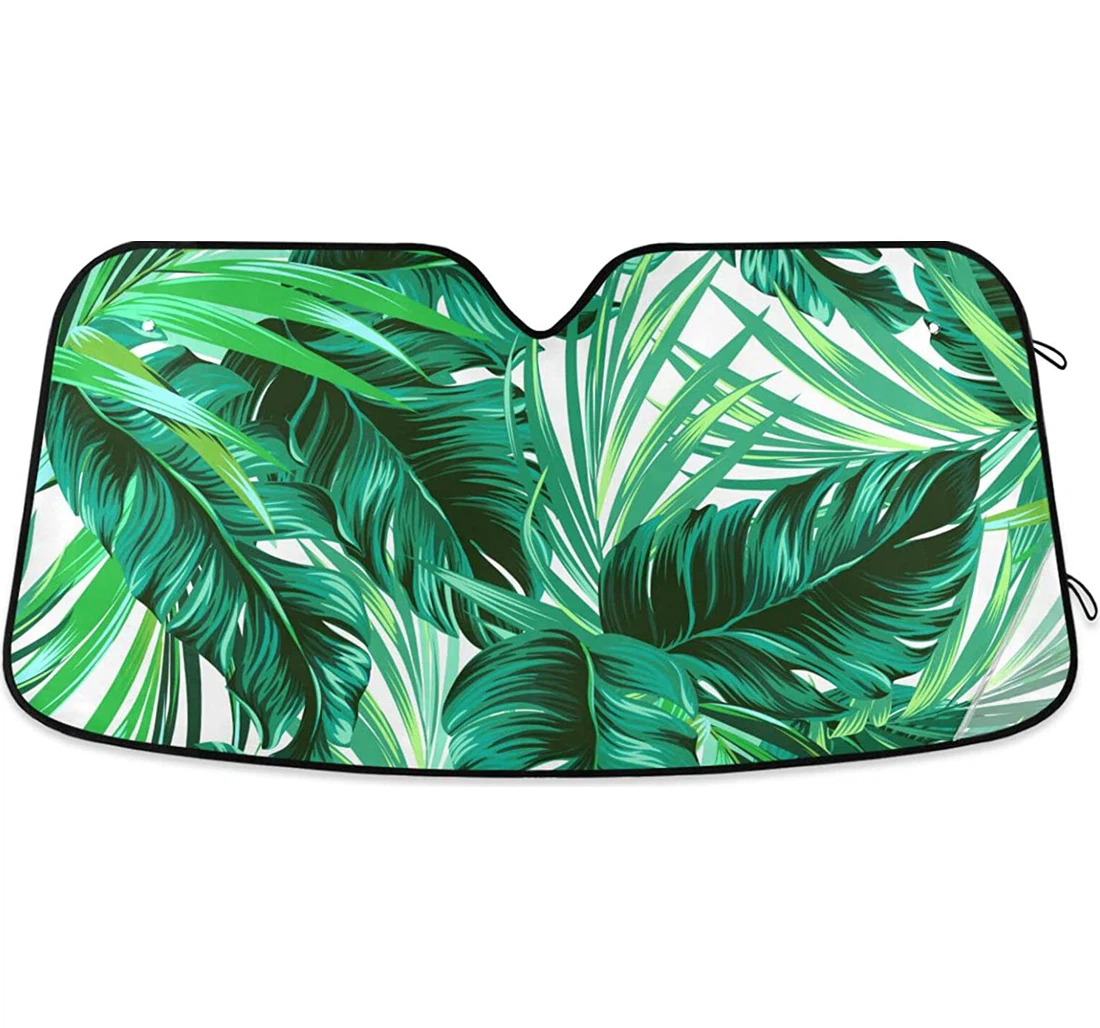 Teal Green Tropical Palm Leaves Car Sun Shade
