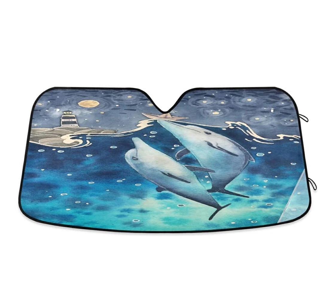 Dolphins Underwater Summer Boat Lighthouse Car Sun Shade