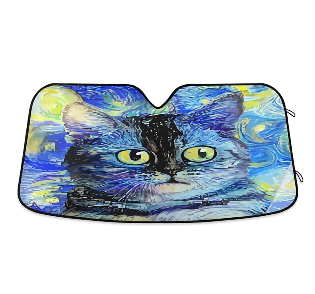 Funny Cat Head Artistic Car Sun Shade