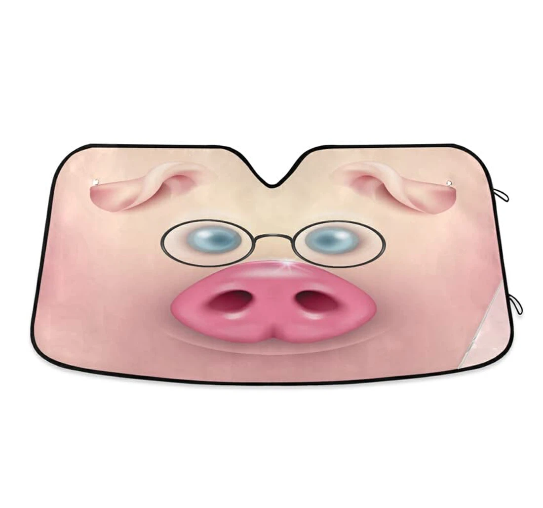 Funny Pig Face Cartoon D Car Sun Shade