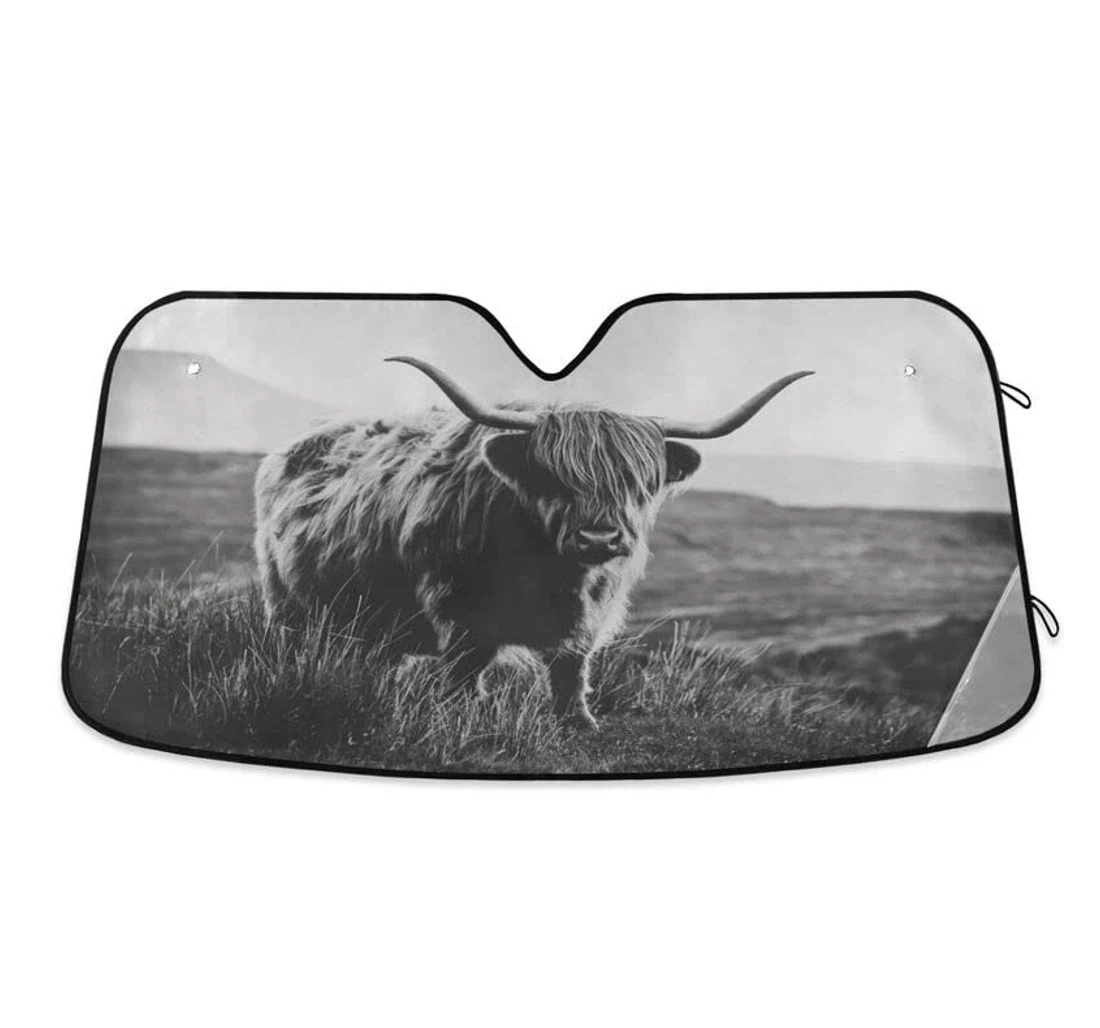 Highland Cattle Scotish Cow Meadow Car Sun Shade