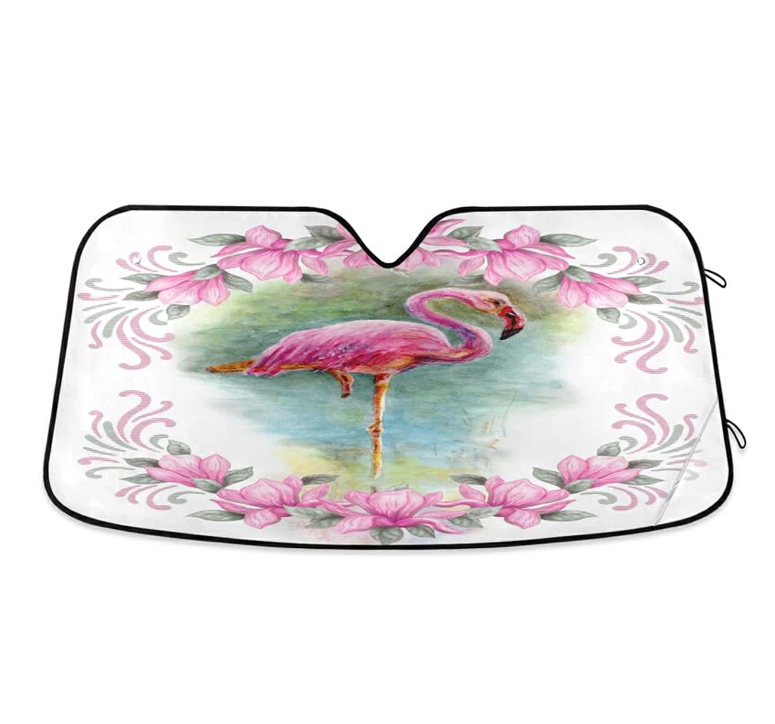 Pink Flamingo Floral Summer Flowers Pink Car Sun Shade