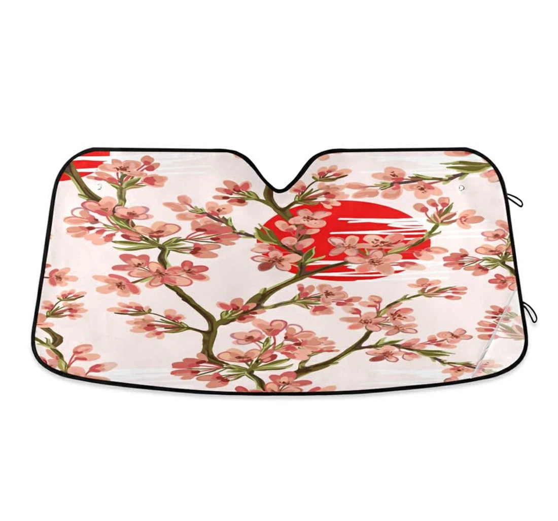 Japanese Flowers Spring Oriental Watercolor Car Sun Shade