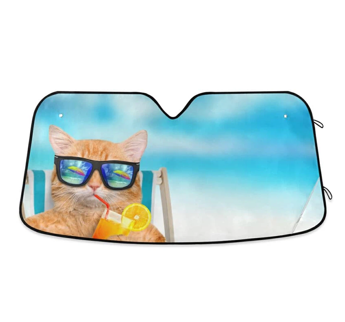 Funny Holiday Cat Beach Summer Car Sun Shade