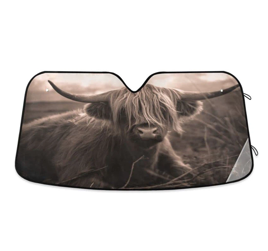 Meadow Highland Cow Cattle Scottish Car Sun Shade