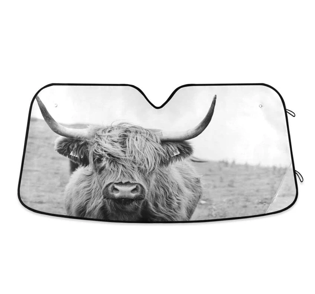 Highland Cow Farmhouse Cattle Car Sun Shade
