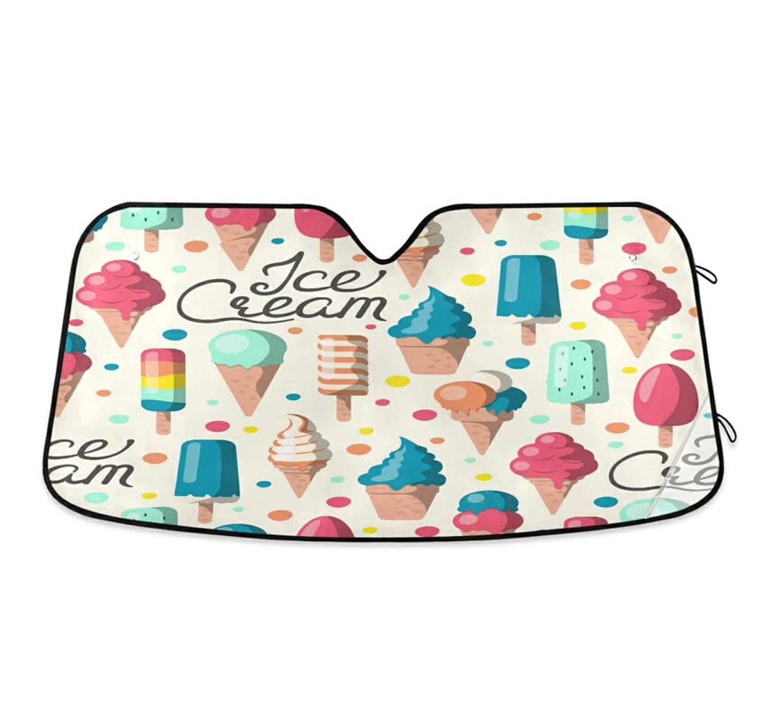 Colorful Ice Cream Summer Cartoon Car Sun Shade