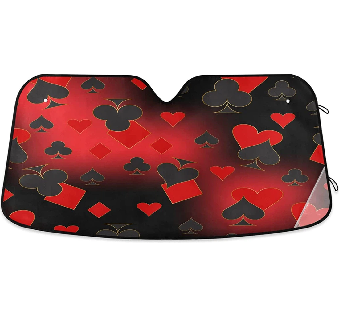 Playing Cards Pattern Retro Hearts Car Sun Shade