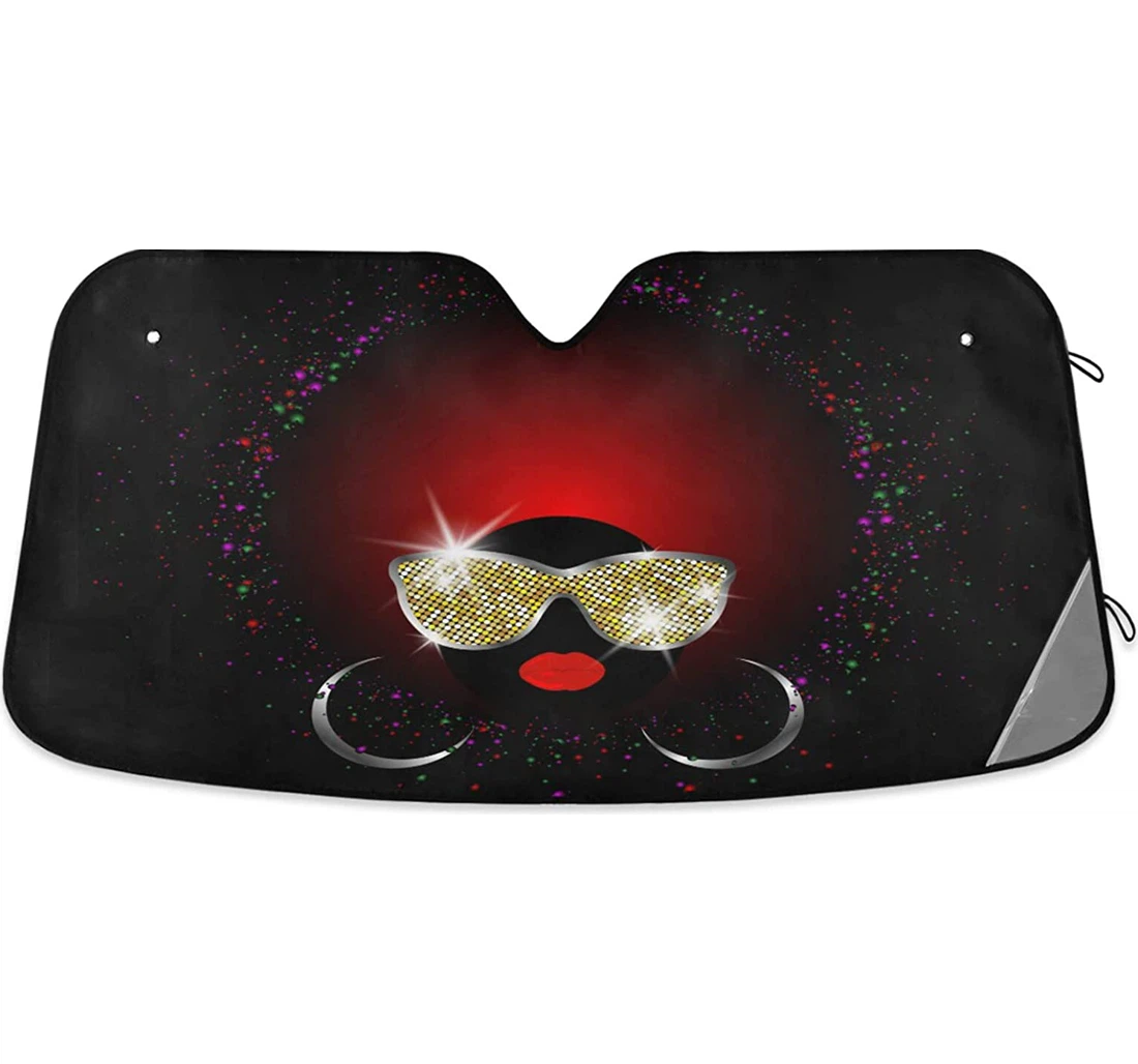 Portrait African Glitter Sunglasses Girl Car Sun Shade