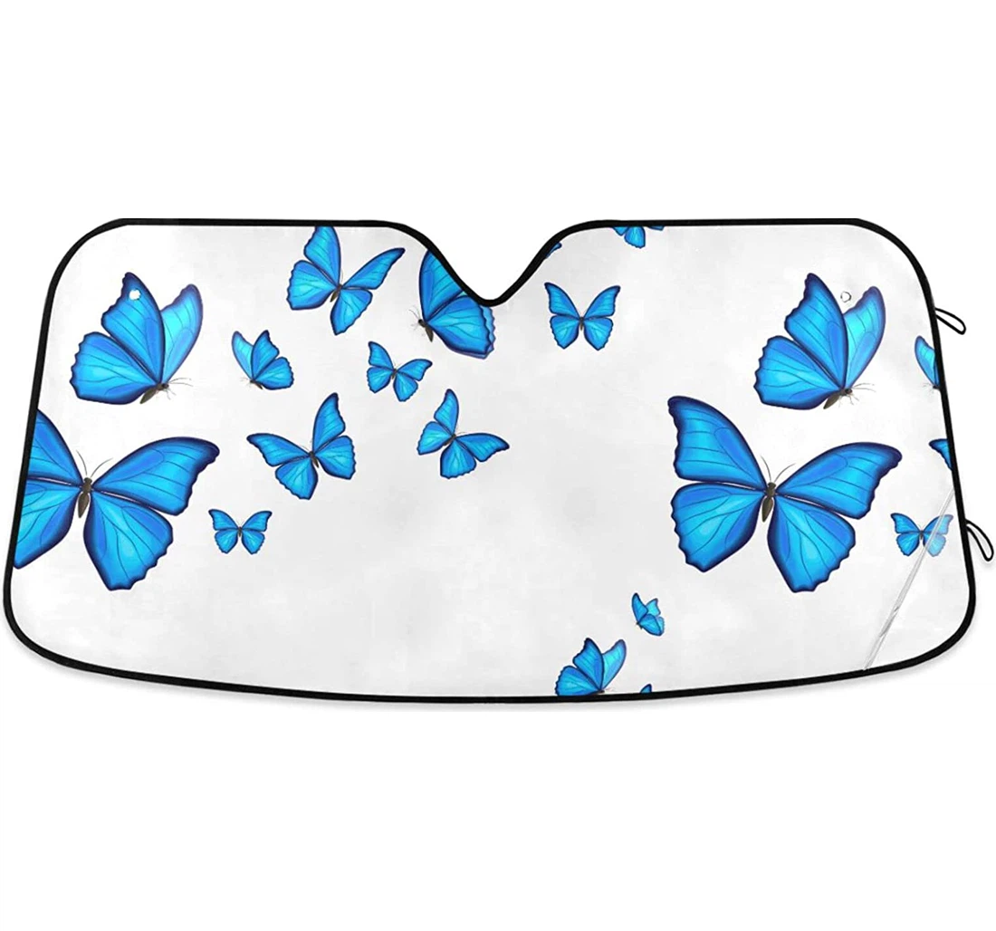 Blue Butterflies Fly Car Sun Shade