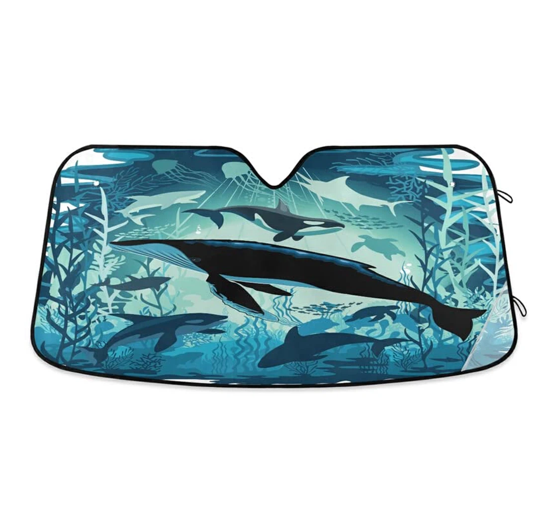 Sealife Blue Whale Summer Underwater Scenery Car Sun Shade