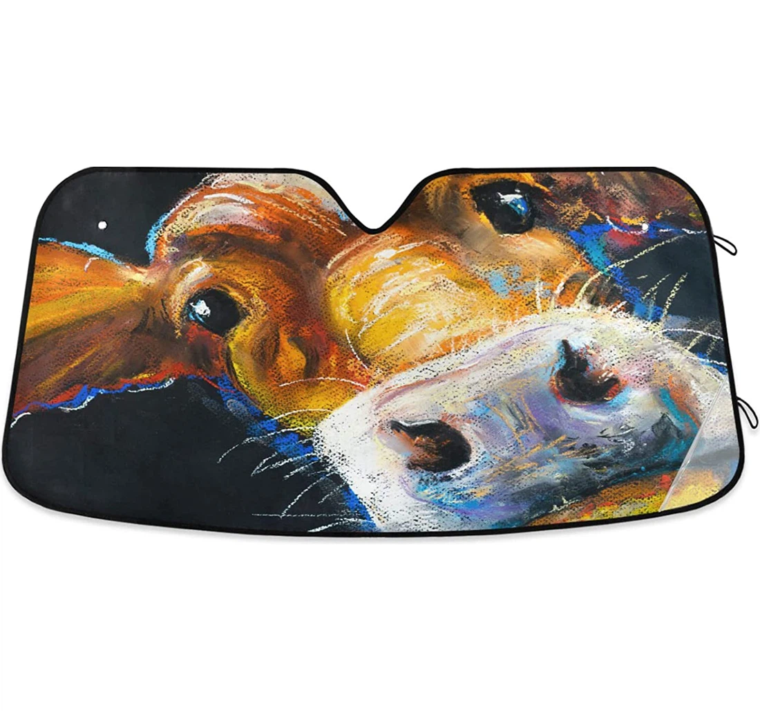 Watercolor Cow Modern Art Car Sun Shade