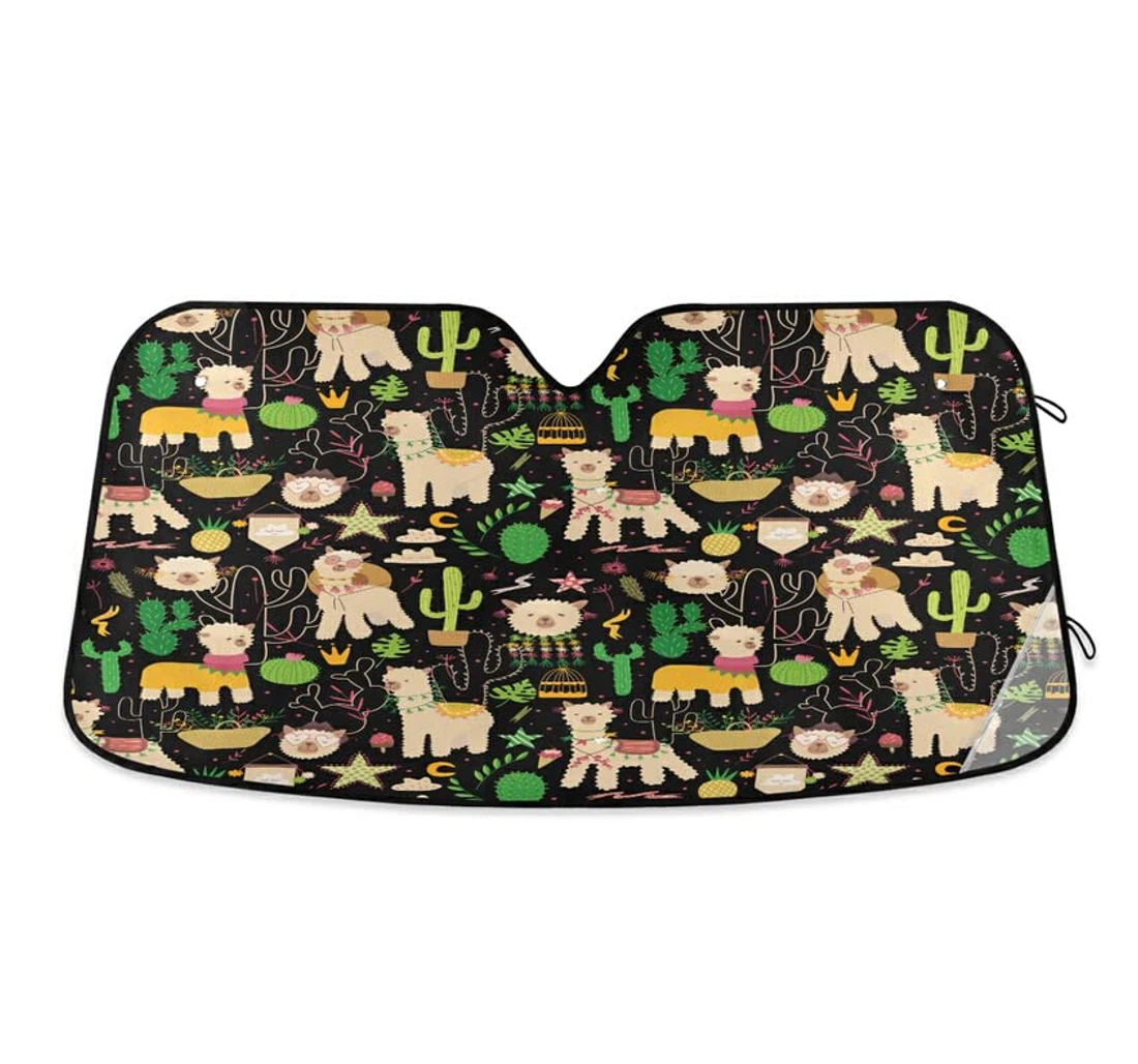 Cute Alpacas Cactus Mexico Llama Summer Car Sun Shade