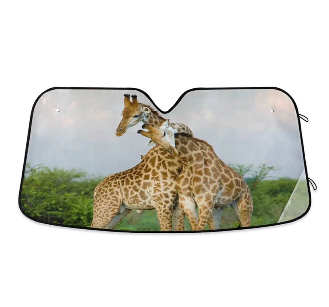 Lovely Wild Giraffe Couple Forest Car Sun Shade