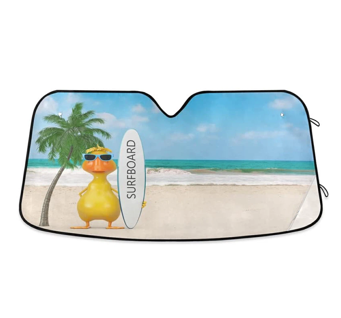 Cute Yellow Cartoon Duck Summer Beach Seaside Car Sun Shade