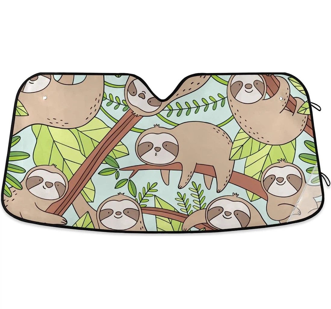 Cartoon Sloth Tropical Leaves Cars Car Sun Shade