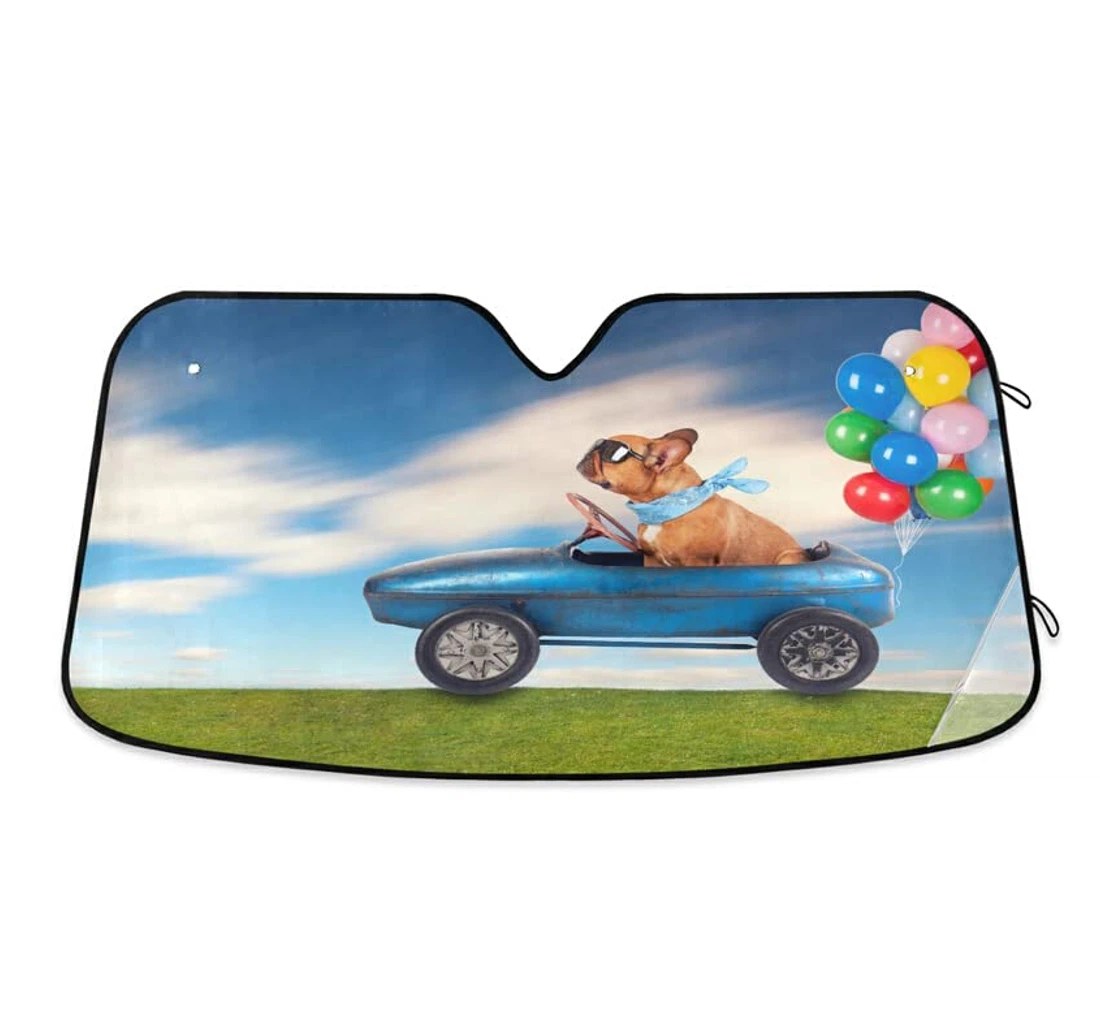 French Bull Dog Driver Funny Balloon Car Sun Shade
