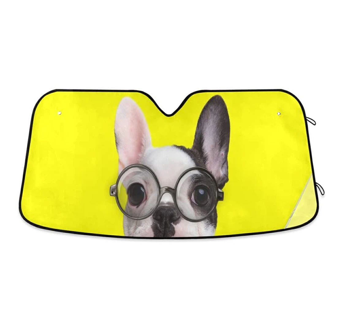 D French Bul Ldog Puppy Yellow Style Car Sun Shade
