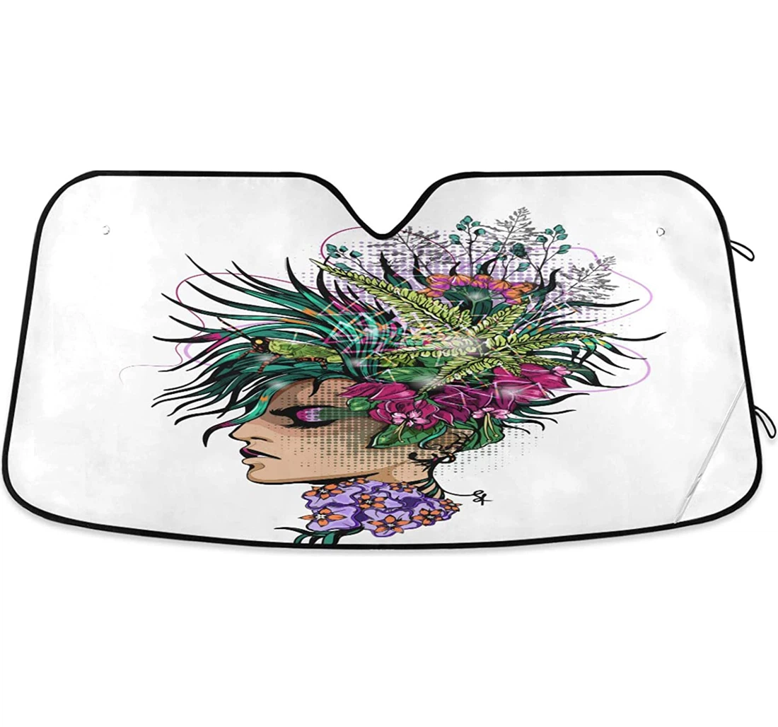 Unique Face Hairstyle Car Sun Shade