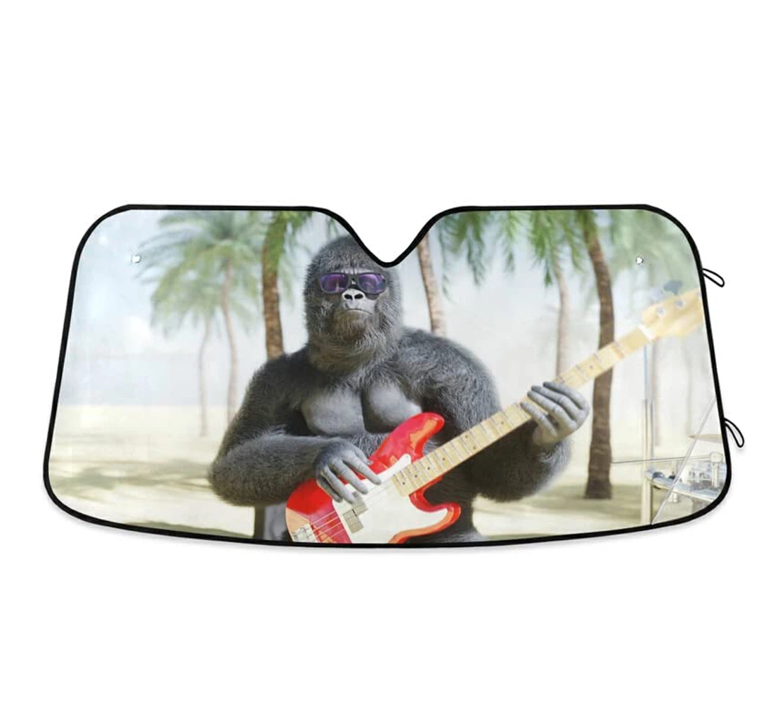 Funny Gorillas Musician Band Car Sun Shade
