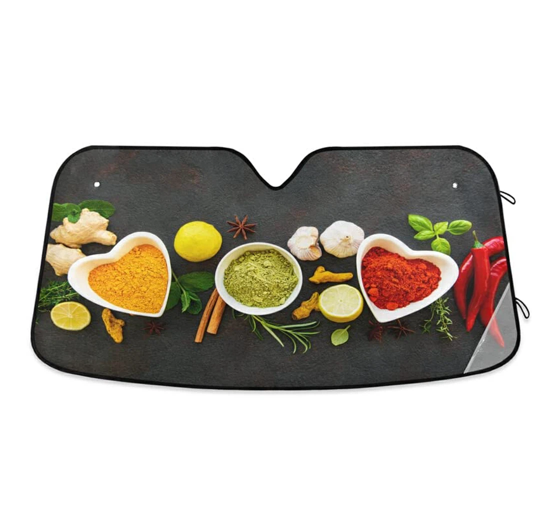 Heart Spices Bowls Black Seasoning Car Sun Shade