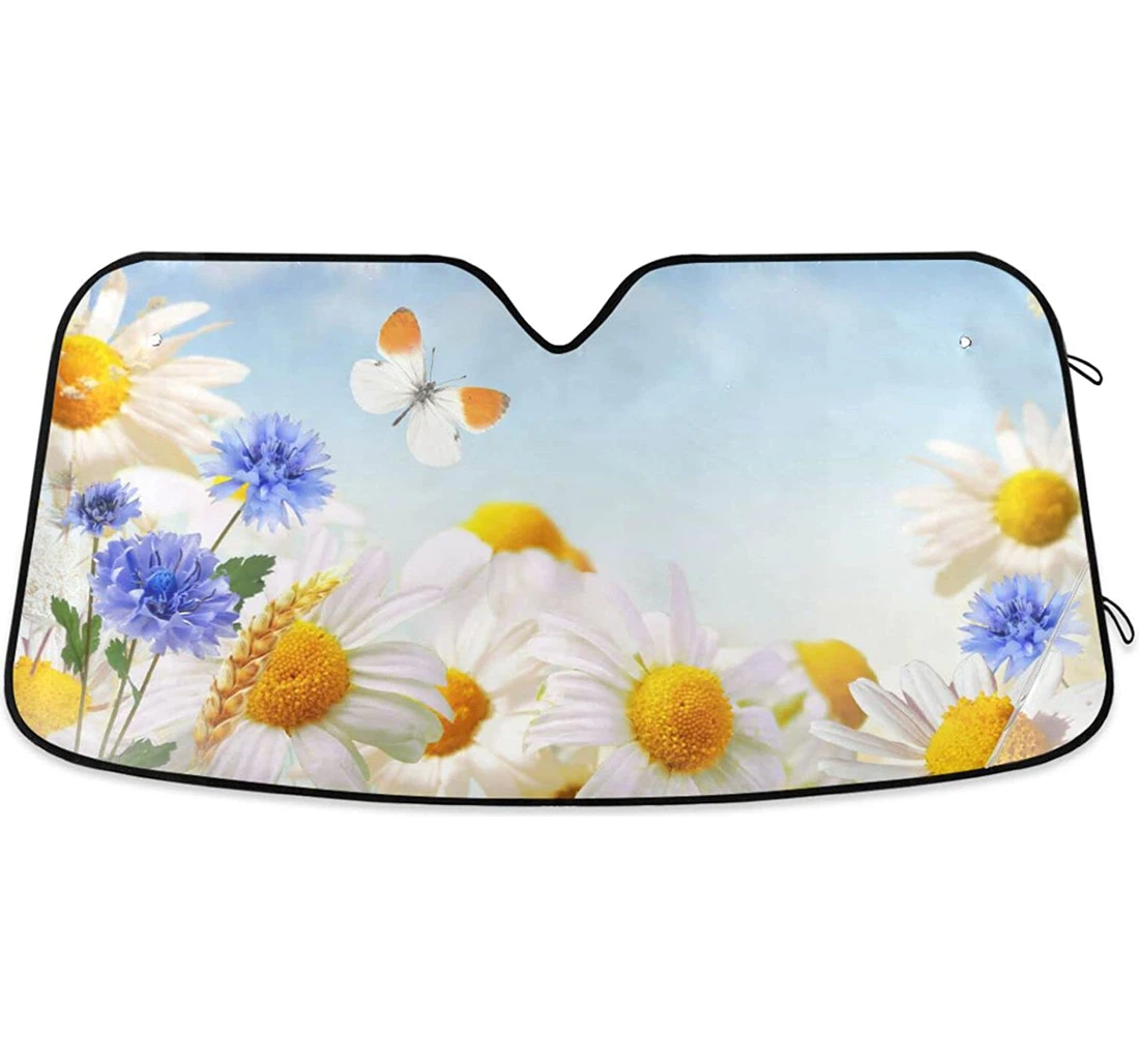 Summer Daisy Flower Blue Sky Car Sun Shade