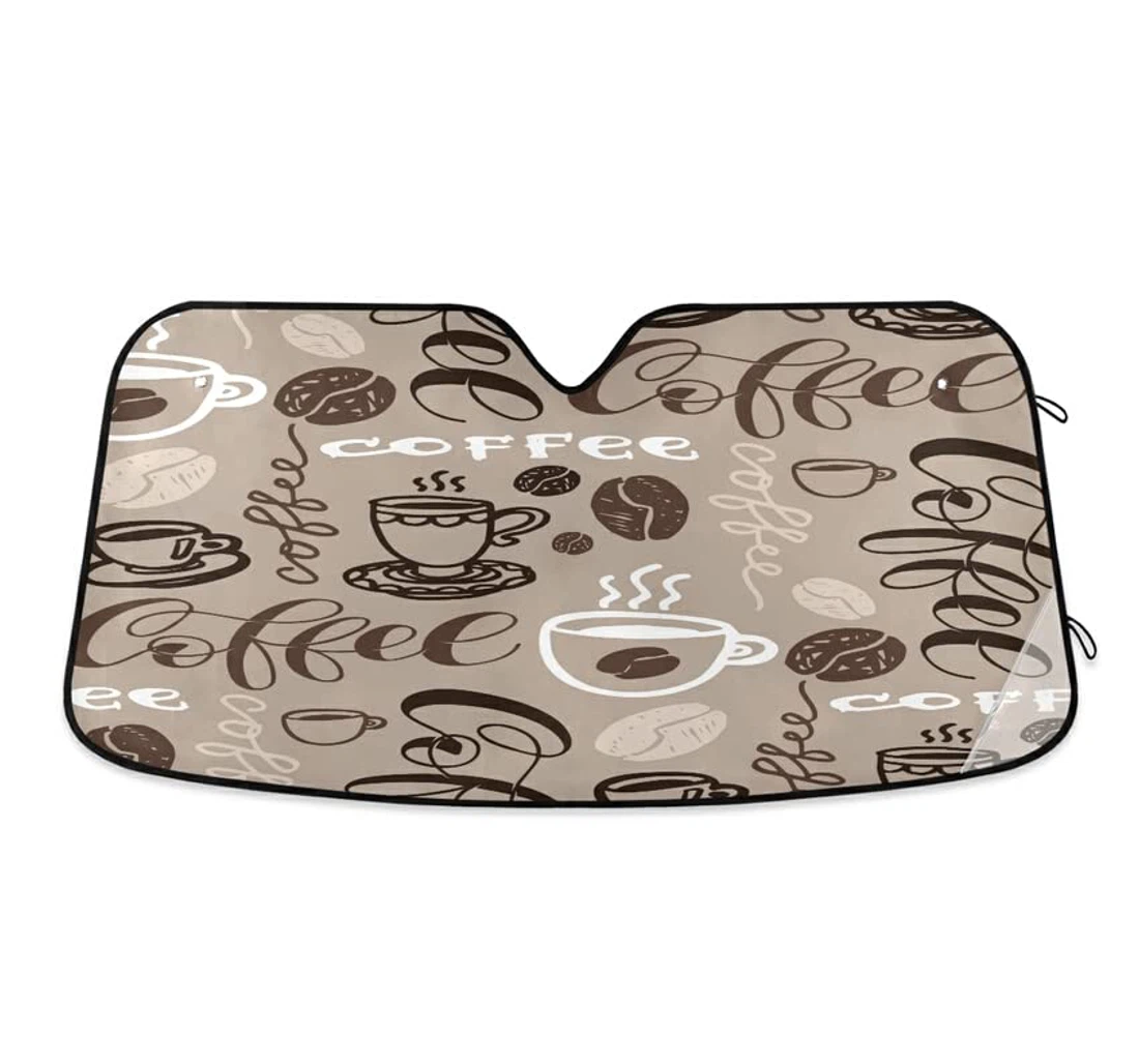 Coffee Cup Bean Hand Drawn Car Sun Shade