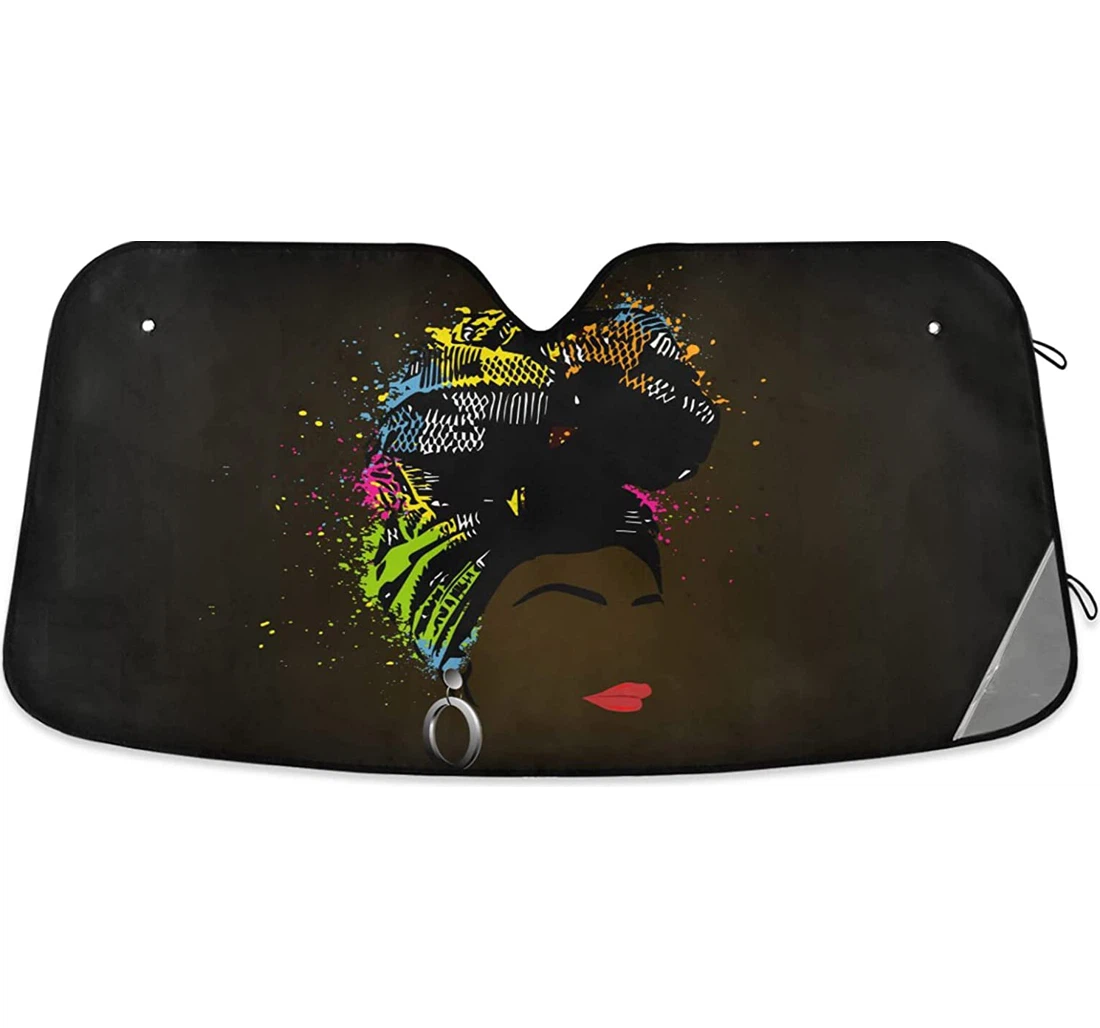 African Scarf Portrait Afro Car Sun Shade