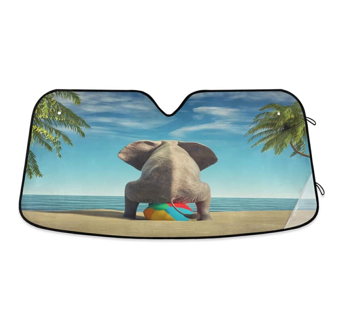 Funny Elephant Back Beach Summer Car Sun Shade