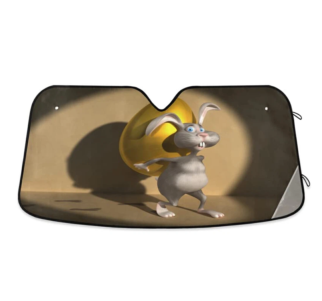 Cartoon D Rabbit Golden Egg Easter Car Sun Shade