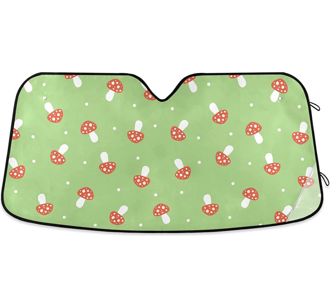 Green Mushroom Pattern Cars Car Sun Shade