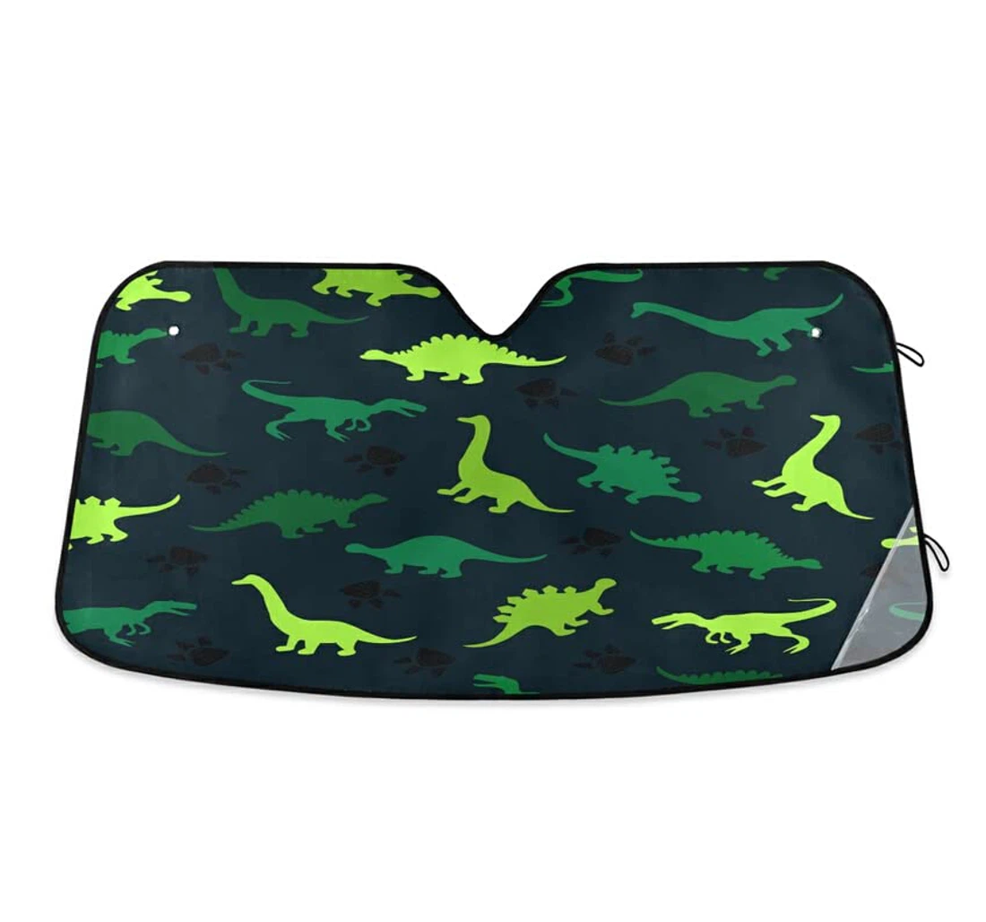 Green Dinosaur Cute Blcak Cat Paws Car Sun Shade