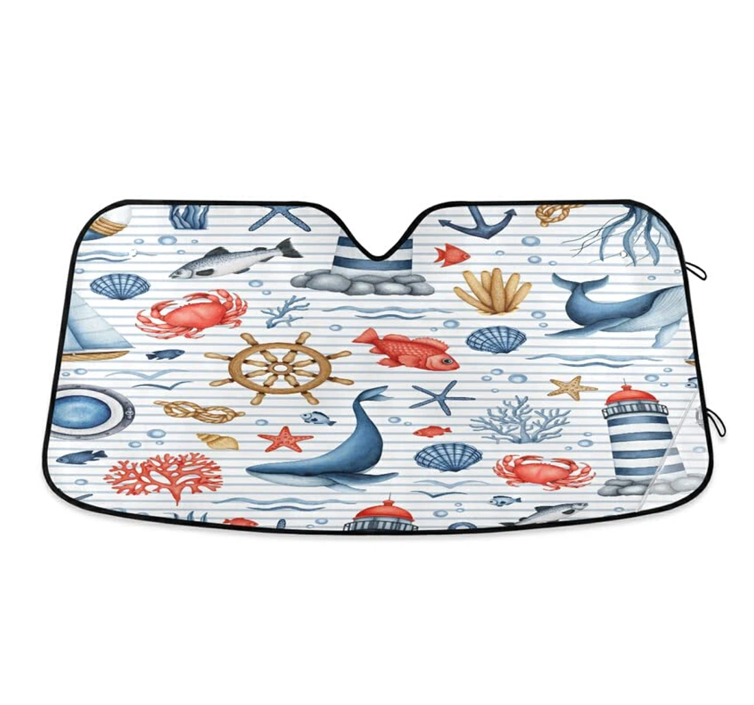 Nautical Lighthouse Anchor Sea Theme Car Sun Shade