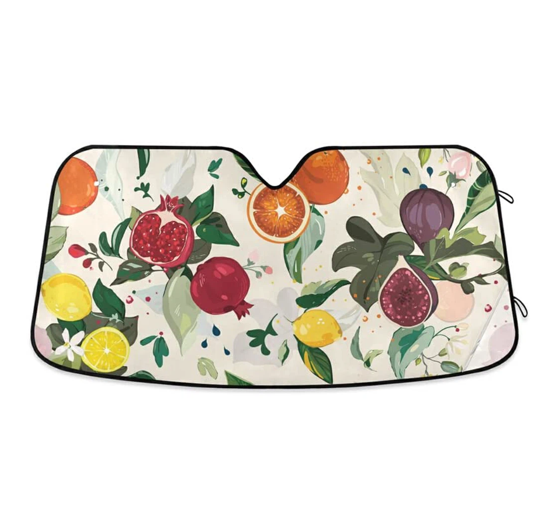 Garnet Lemon Orange Watercolor Fruit Car Sun Shade