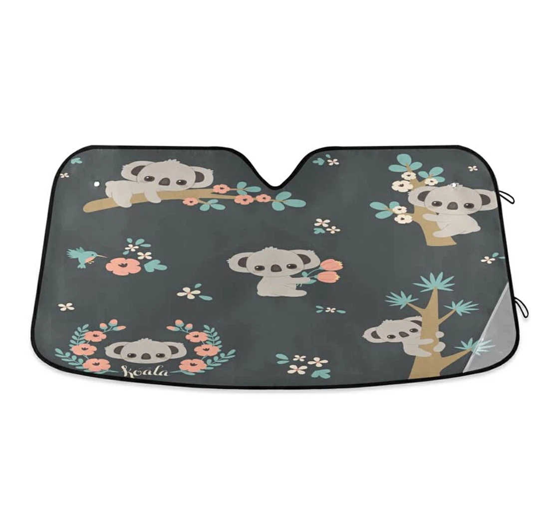 Cute Koala Floral Flowers Car Sun Shade