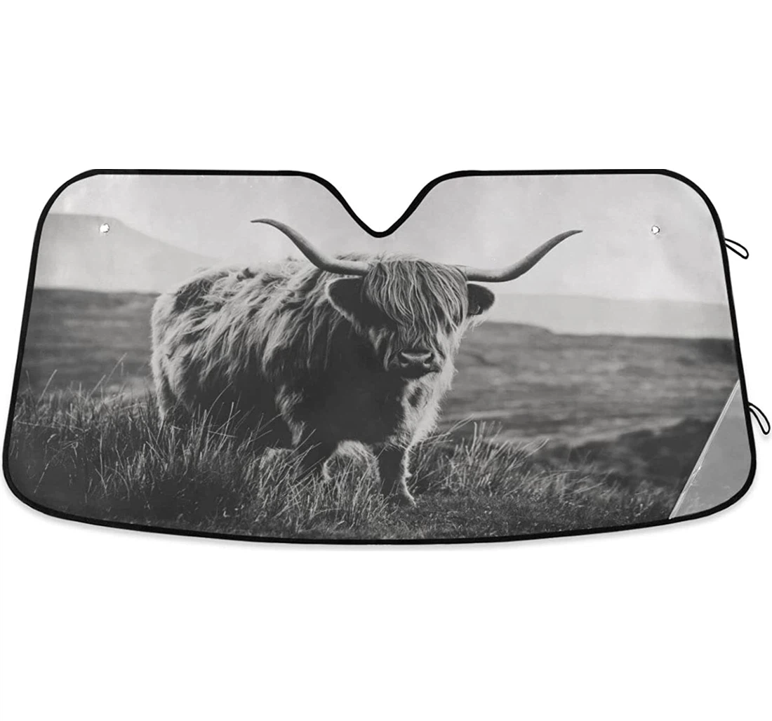 Highland Cattle Scotish Cow Meadow Car Sun Shade