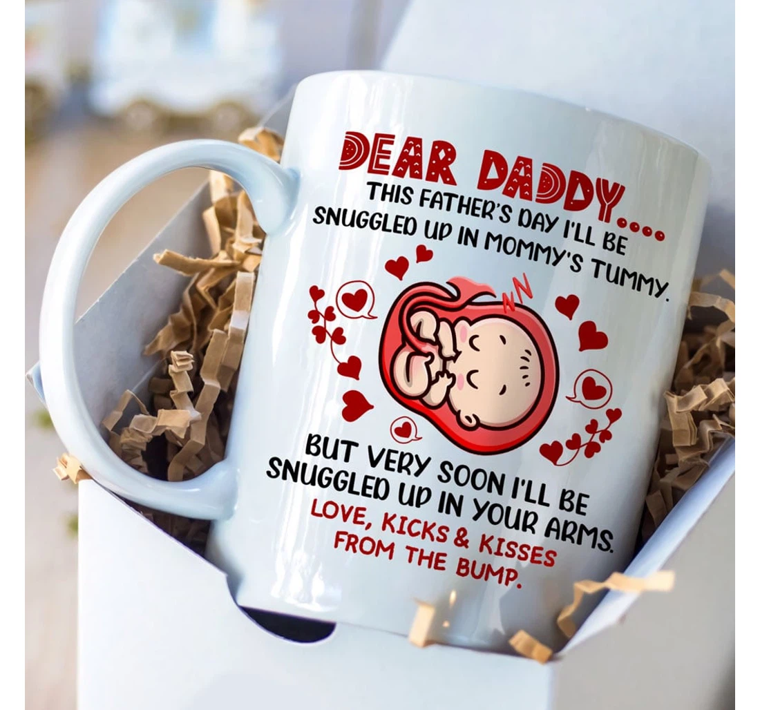 This I'll Be Snuggled Up In Mommy's Tummy Baby's Sonogram Picture Mug For New Dad From The Bump Ceramic Mug Print On Both Sides