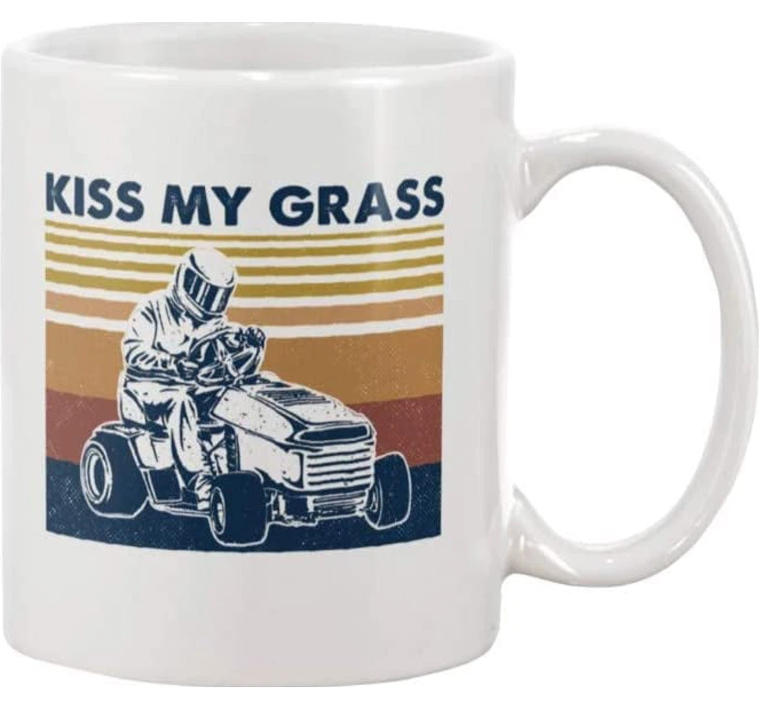 Kiss My Grass Vintage Art Print Funny Ceramic Mug Print On Both Sides