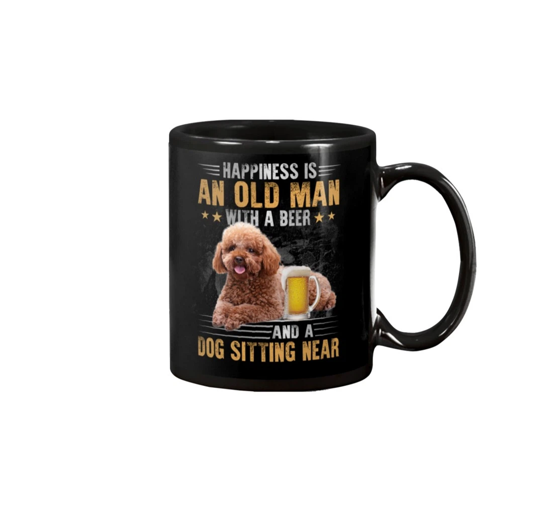 Toy Poodle Old Man With A Dog For Dog Mom Dog Dad Dog Lover Ceramic Mug Print On Both Sides