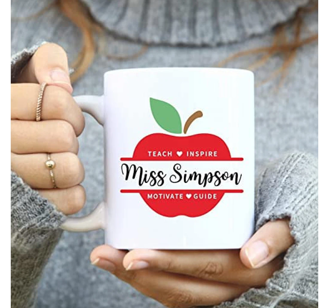 Personalized Teacher Teacher Apple Custom Teacher Cup Custom Teacher Ceramic Mug Print On Both Sides