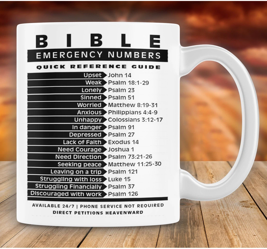 Bible Emergency Numbers Funny Jesus Great Customized For Thanks Giving Oz Ceramic Mug Print On Both Sides