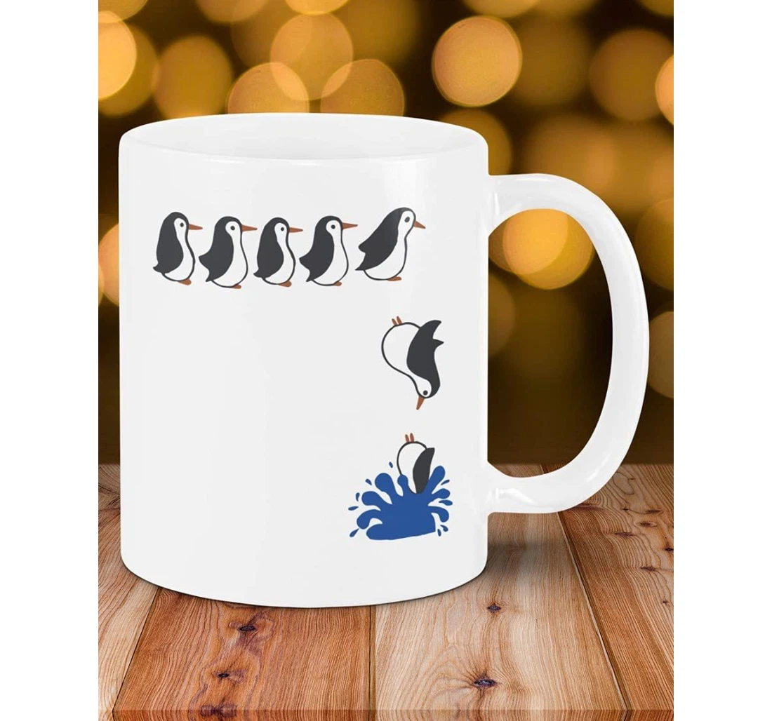 Penguins Are Jumping Funny Mug Gifts For Parents Friends Coworker Valentine Oz Ceramic Mug Print On Both Sides