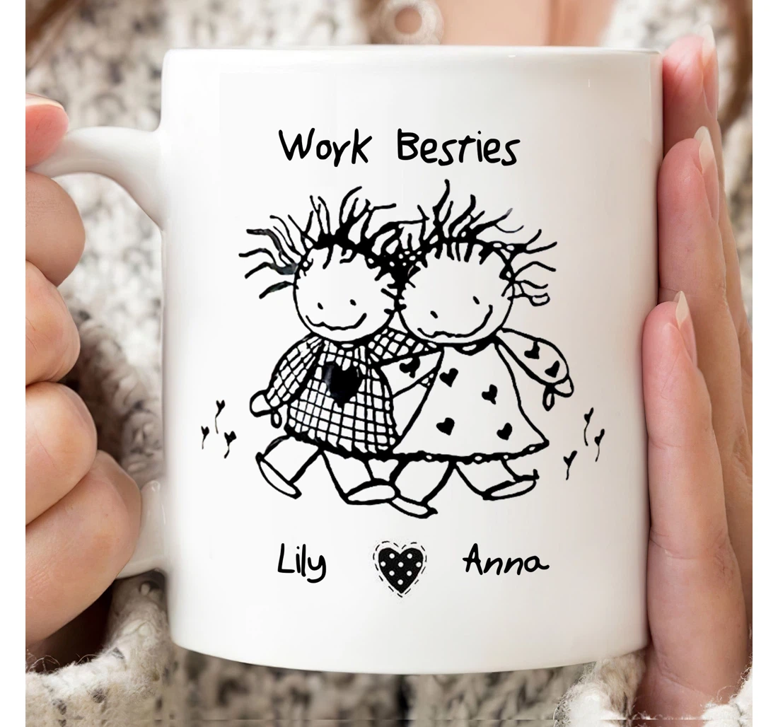 Personalized Work Bestie Friendship Best Friend At Work For Co Worker Great Customized For Thanks Giving Promotion Ceramic Mug Print On Both Sides