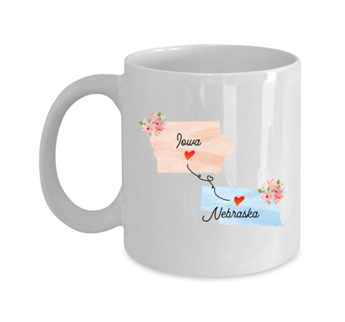 Iowa Nebraska Long Distance State From State To State For Away From Hometown Family Moving Away Funny For Men Women Kids Grandkids Ceramic Mug Print On Both Sides