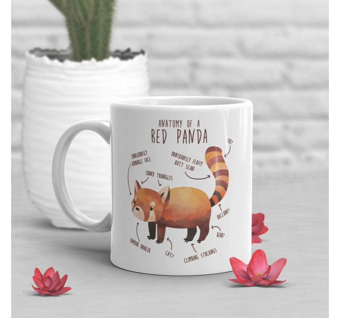 Red Panda Anatomy Cute Panda Wild Animal Lover Funny Wildlife For Her Him Nature Zoo Keeper Zoologist Anatomy Ceramic Mug Print On Both Sides