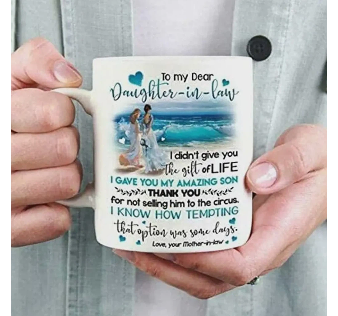 To My Daughter In Law I Know How Tempting Hippie Ceramic Mug Print On Both Sides