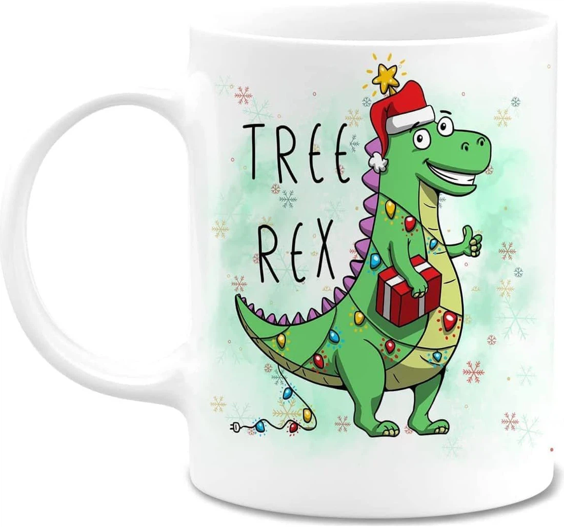 Tynosaurus Pine Dinosaur Tree Tree Rex Kid Hot Cocoa Dinosaur For Xmas Animal Cocoa For Kids Ceramic Mug Print On Both Sides