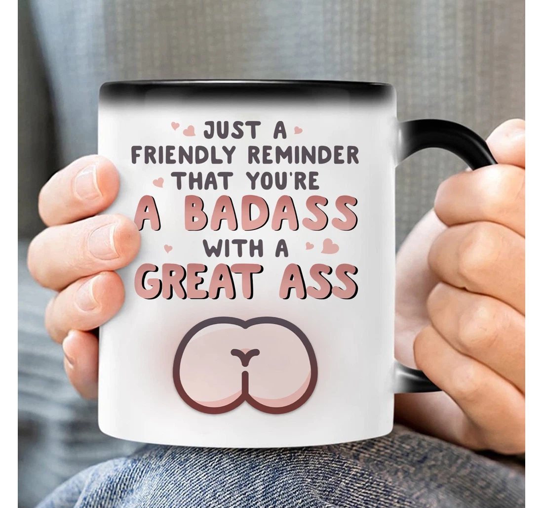 You're A Badass With A Great Ass Funny Peach Butt For Her Squats Workout Funny Motivational Ceramic Mug Print On Both Sides